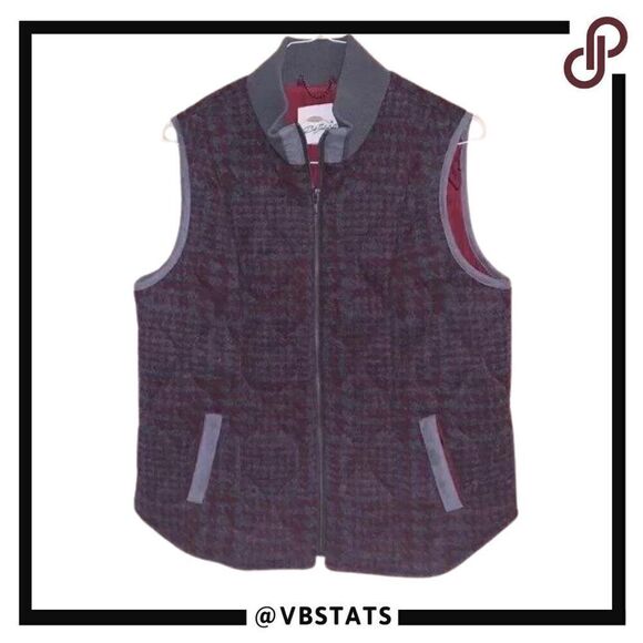 Large Bob Timberlake Burgandy-Gray Wool Bkend Vest - Picture 1 of 6